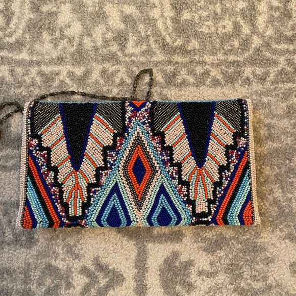 Anthropologie Blue Wings Clutch - Picture 7 of 8